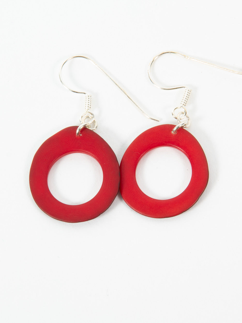 Earrings Doniret red - LaTagua nut earrings silver