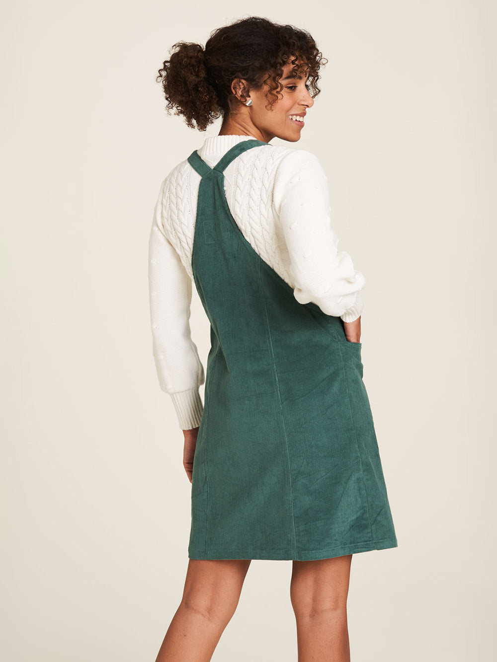 Robe velours côtelé vert fumée