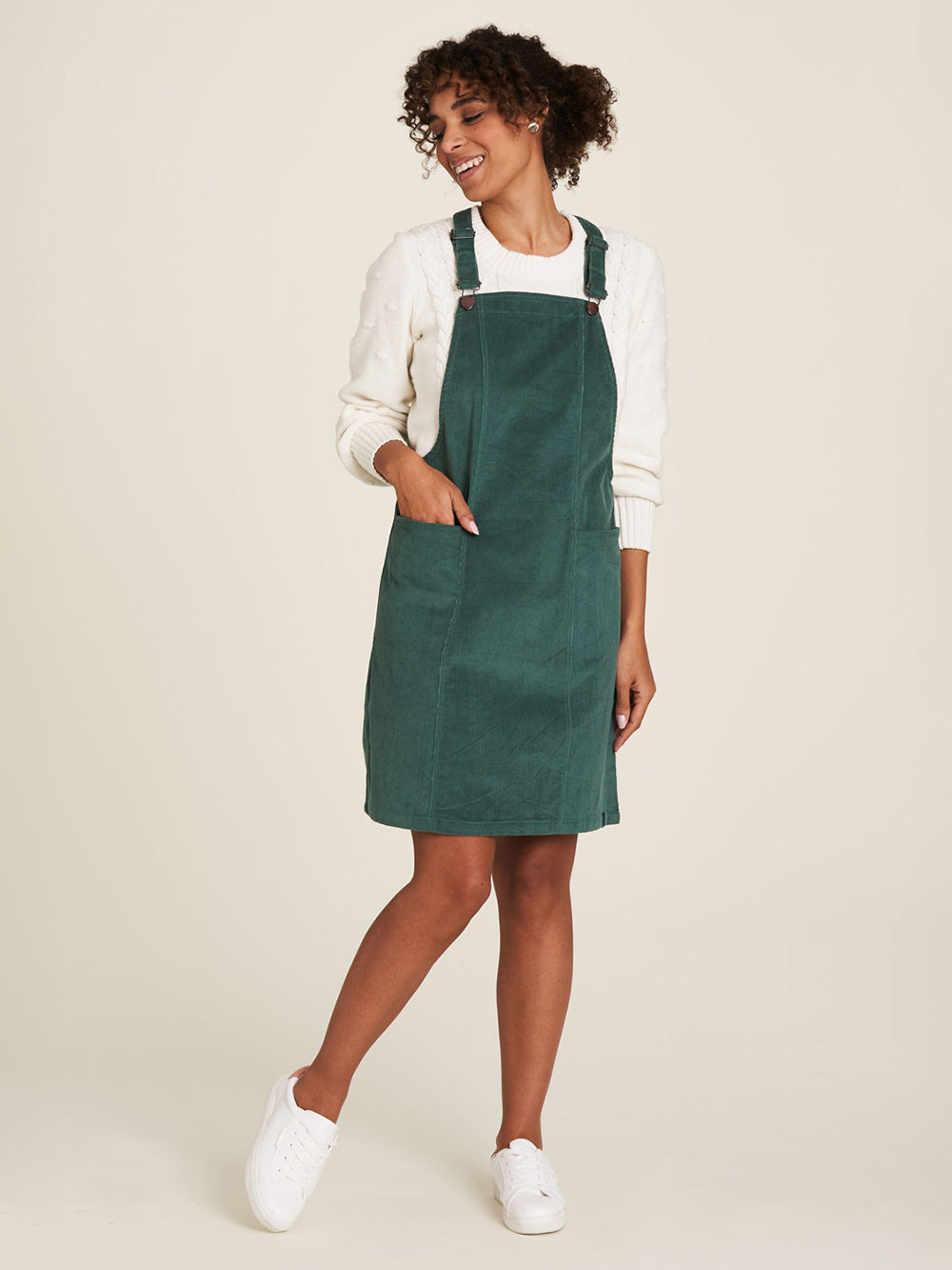 Robe velours côtelé vert fumée