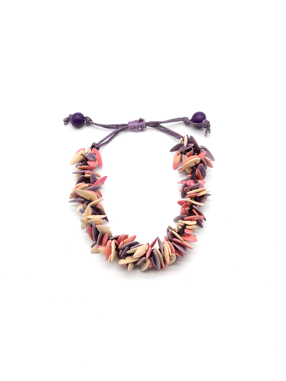 Armband Trenzapu Fuchsiarot/Lila/Weiss - Melonenkerne - La Tagua