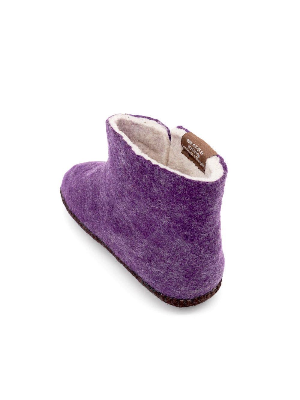 Mini mongs Uni violett mit Blatt - Kinderhausschuhe/Kinderpantoffeln
