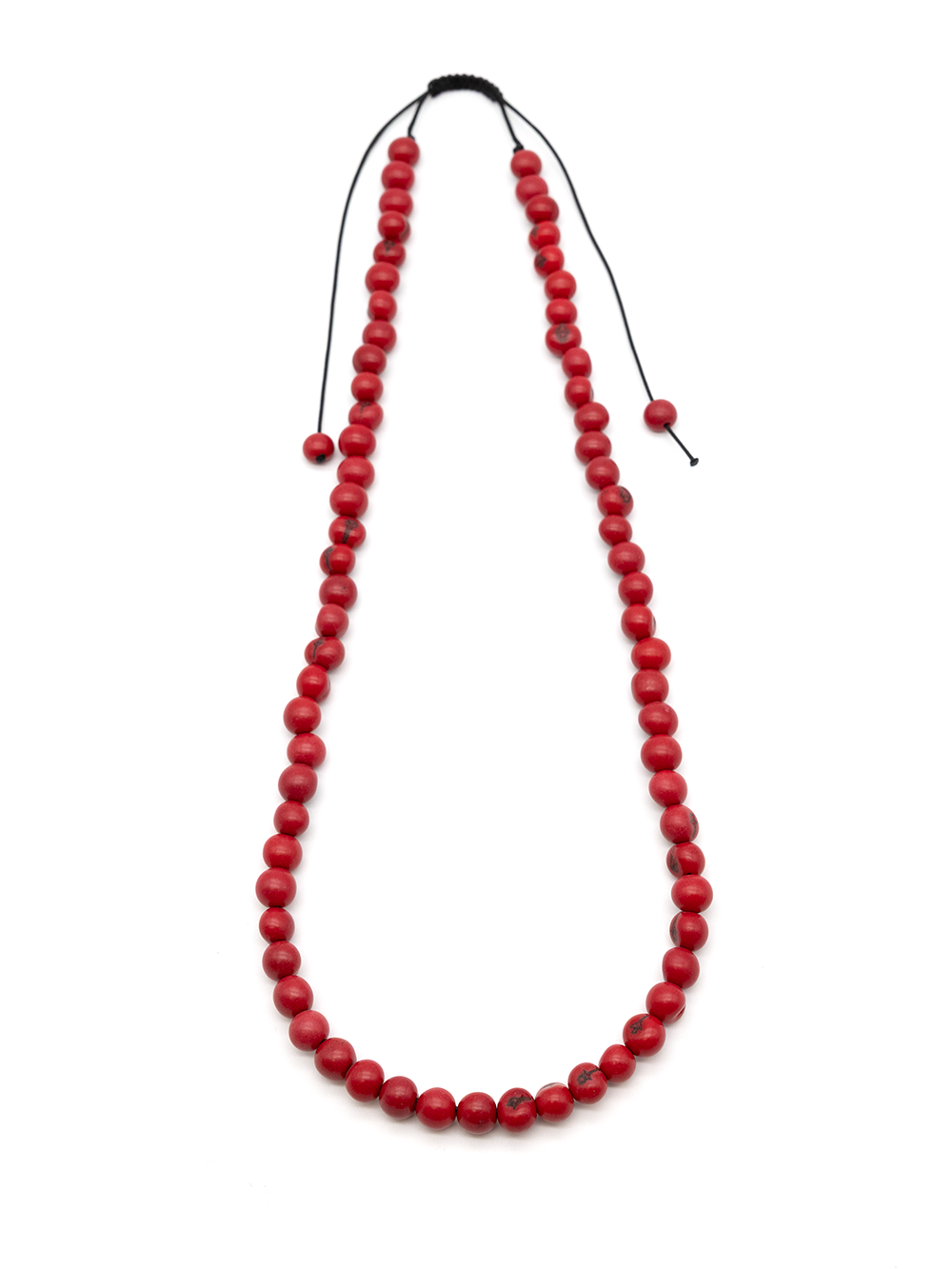 Collar Azai rojo - hecho con semillas de palma Azai de La Tagua