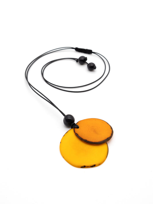 Halskette Chiloete gelb/orange - La Tagua Nuss
