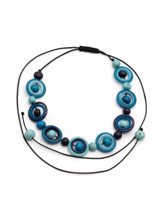 Halskette Lili blau - aus Azai Palmensamen und La Tagua Nuss