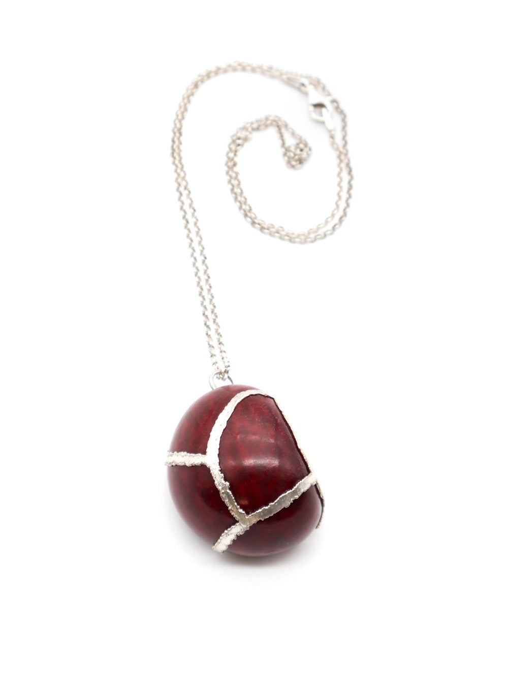 Halskette Plata 35 bordeaux - La Tagua Nuss silber