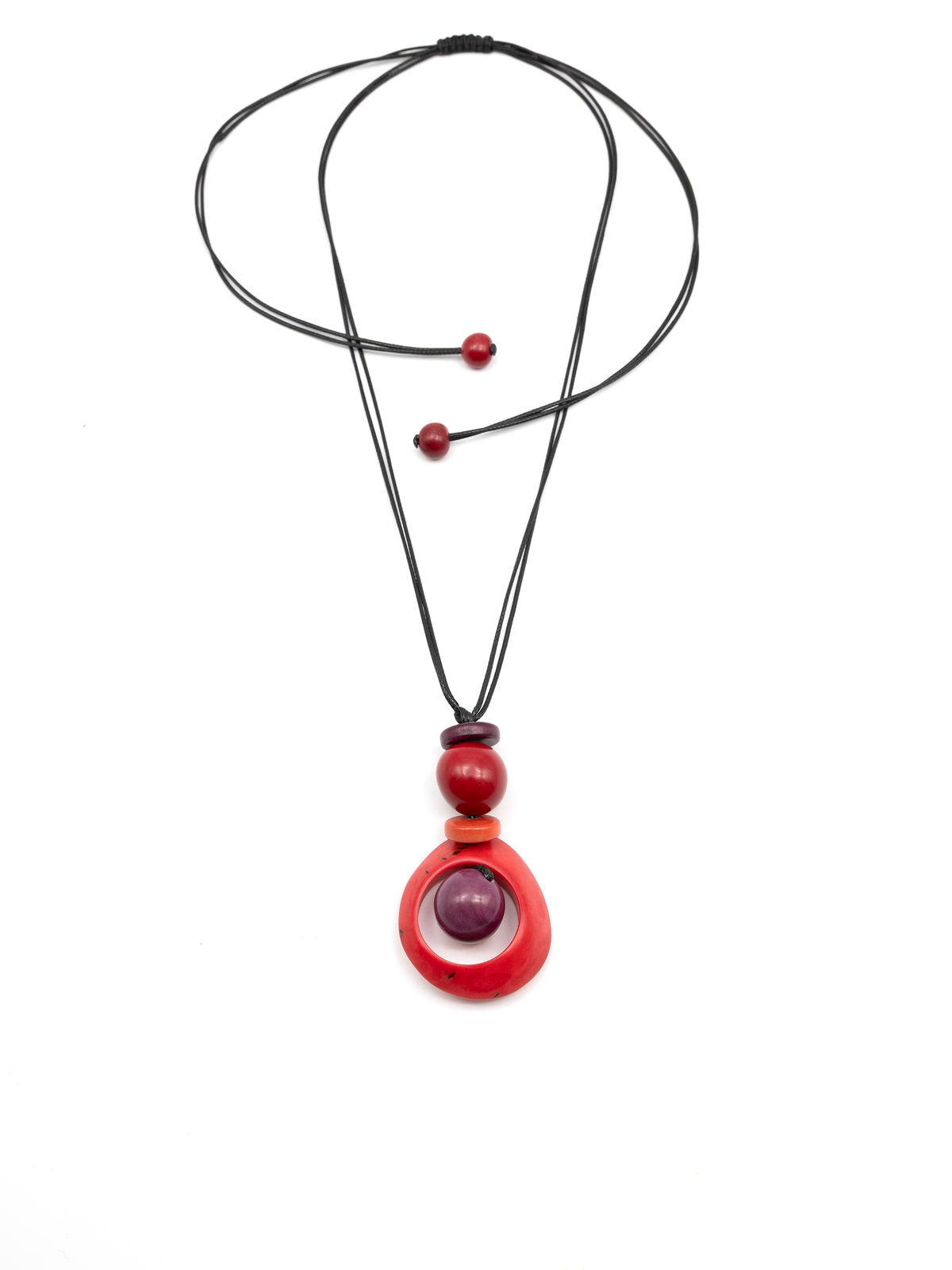 Halskette Dona Rot - La Tagua Nuss & Bombona Kugel