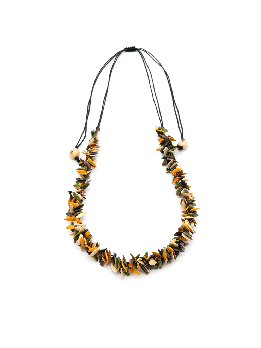 Halskette Trenza Dunkelrün/Orange/Weiss - Melonenkerne - La Tagua