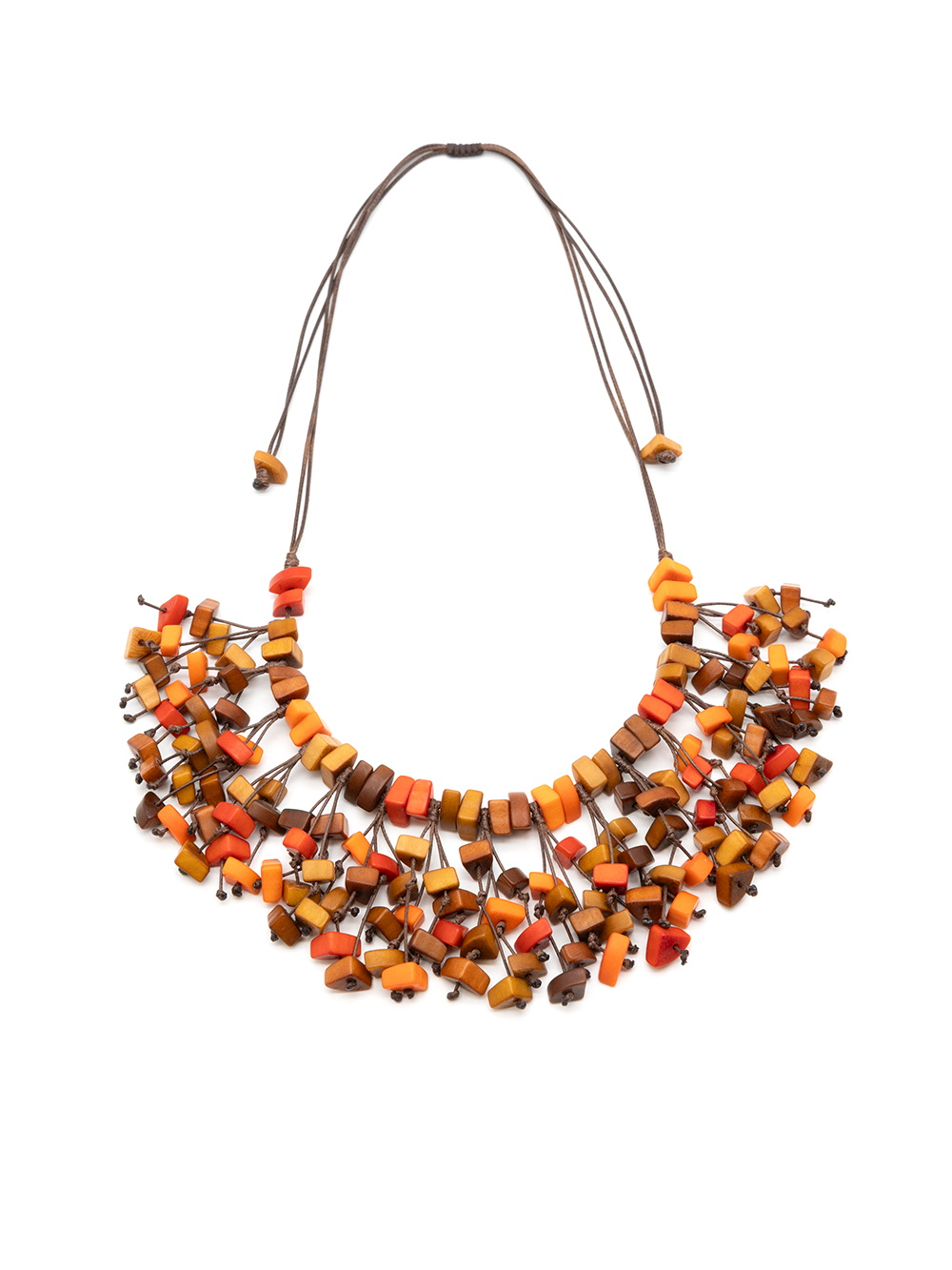 Halskette Vivian Orange/Braun - La Tagua Nuss