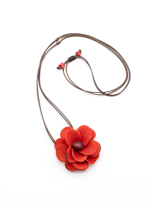 Collar rosa rojo - La Nuez de Tagua