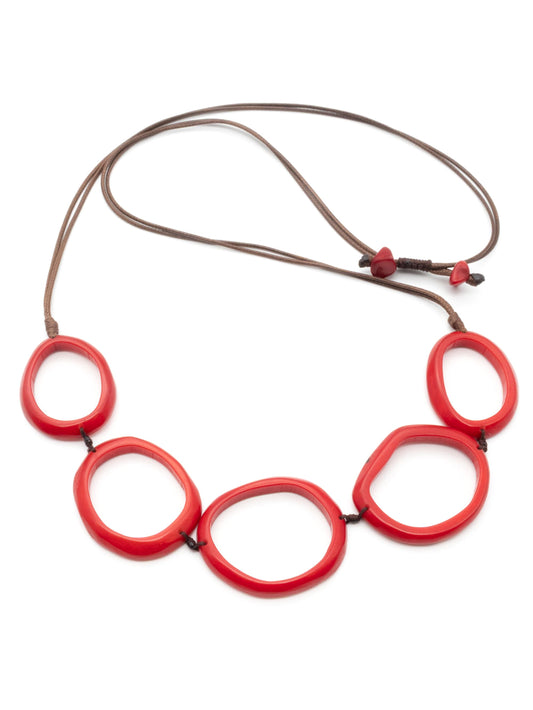 Halskette Samy Rot - La Tagua Nuss