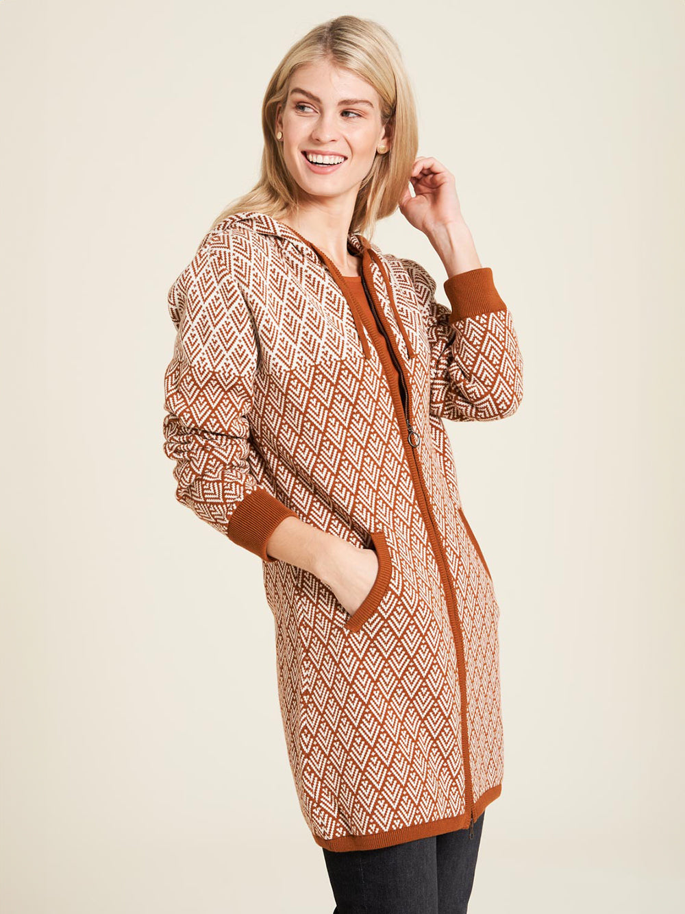 Cardigan jacquard caramel