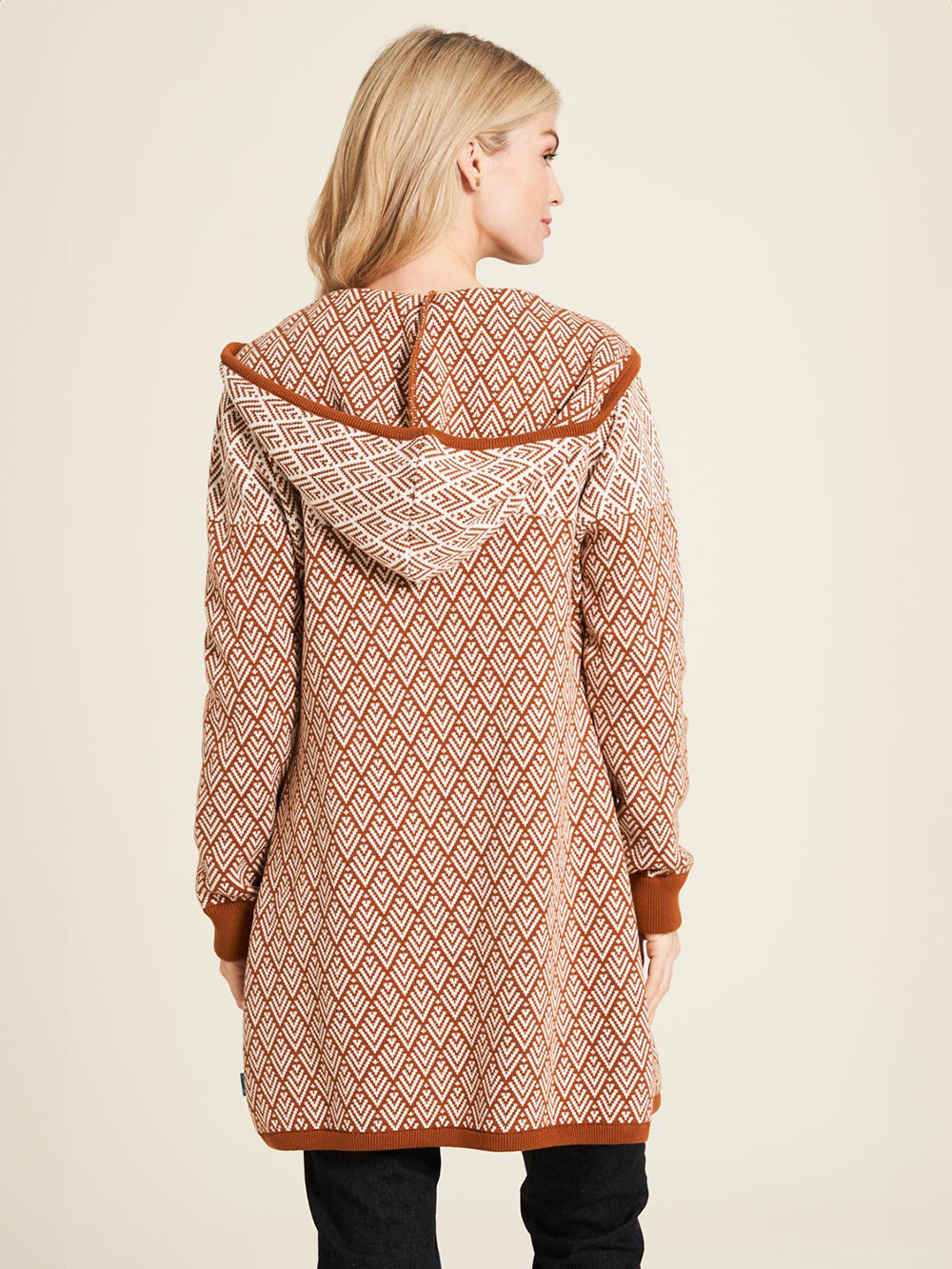 Jacquard Strickjacke caramel