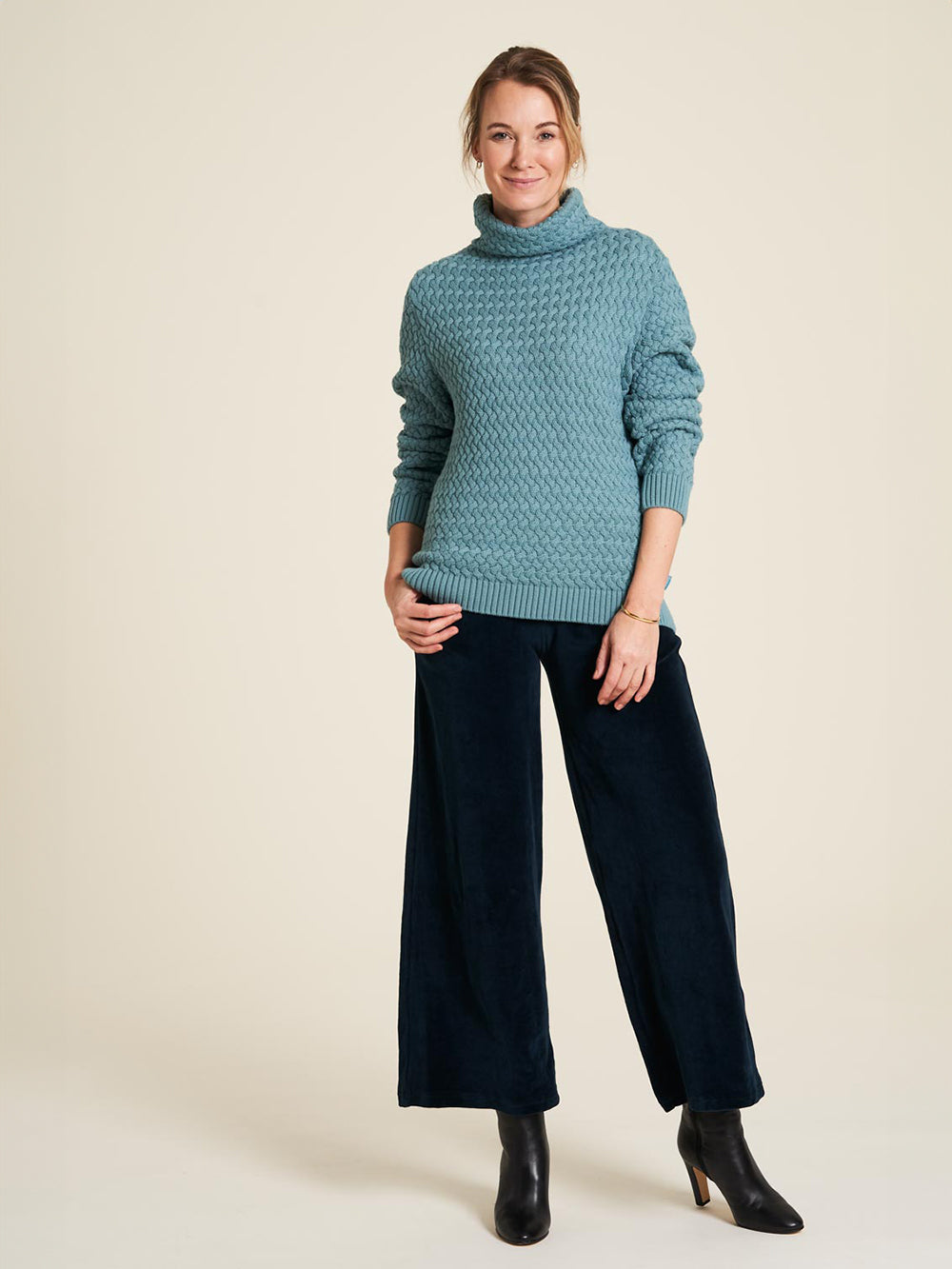 Warm turtleneck sweater ocean