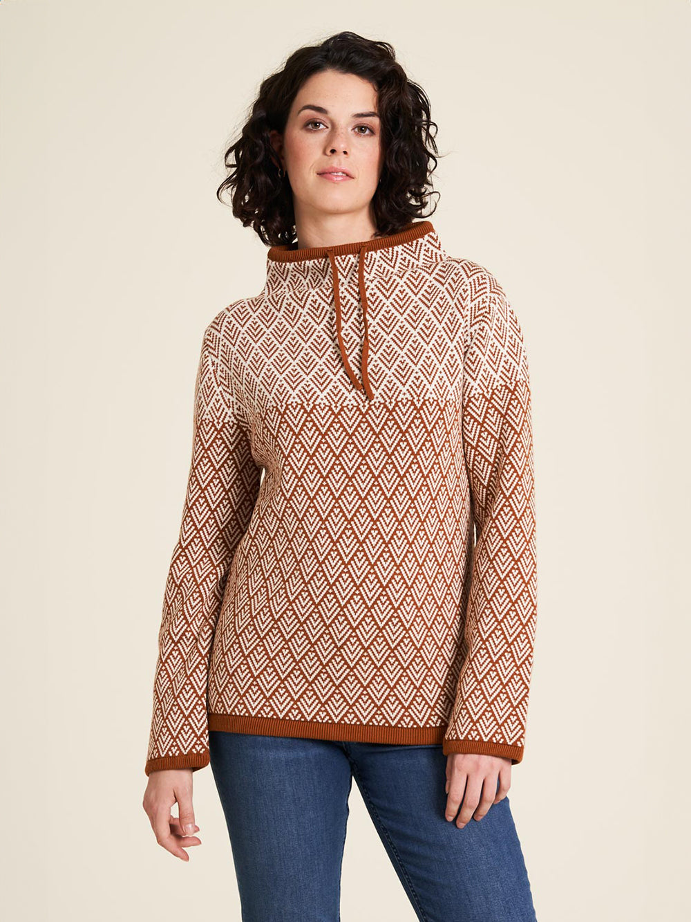 Pull col roulé caramel