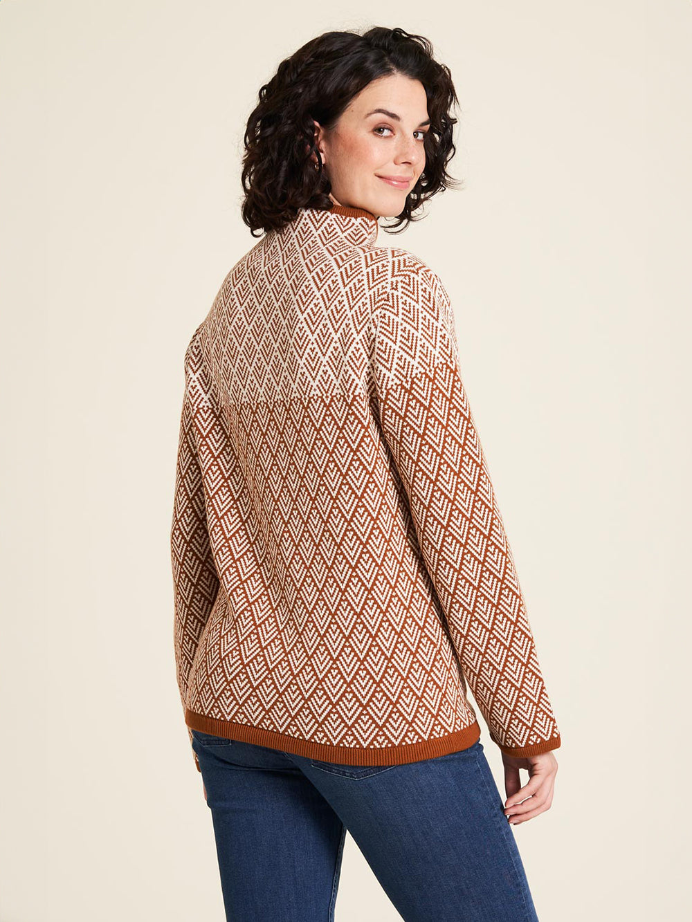 Pull col roulé caramel