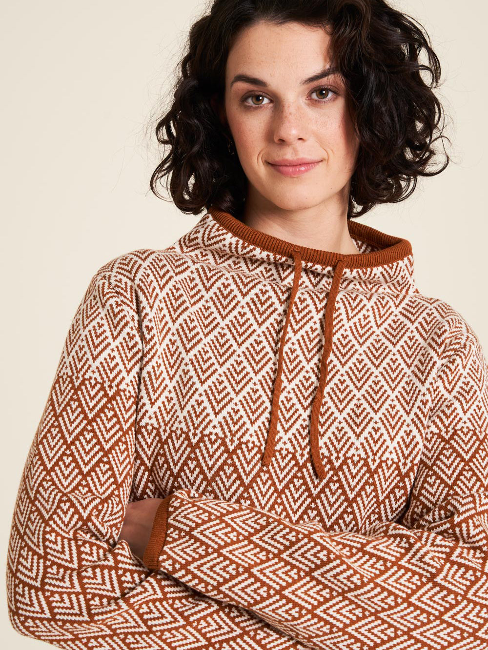 Pull col roulé caramel