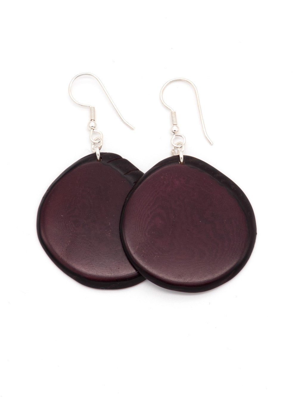 Boucles d'oreilles Carlaret bordeaux - LaTagua noix argent
