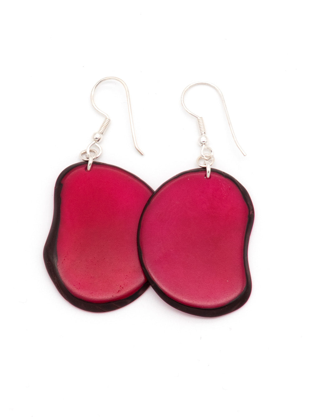 Boucles d'oreilles Carlaret rose foncé - LaTagua noix argent