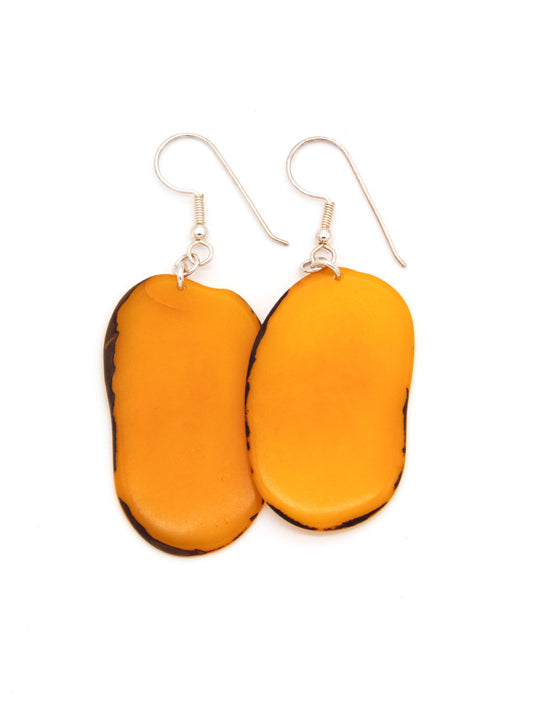 Ohrringe Carlaret orange-gelb oval - La Tagua Nuss silber
