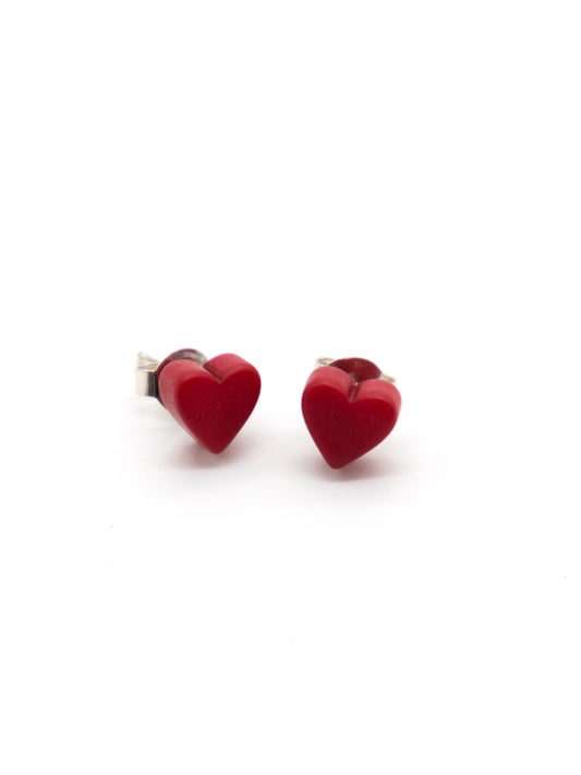 Herz Ohrstecker Corazones rot - La Tagua Nuss Ohrringe silber