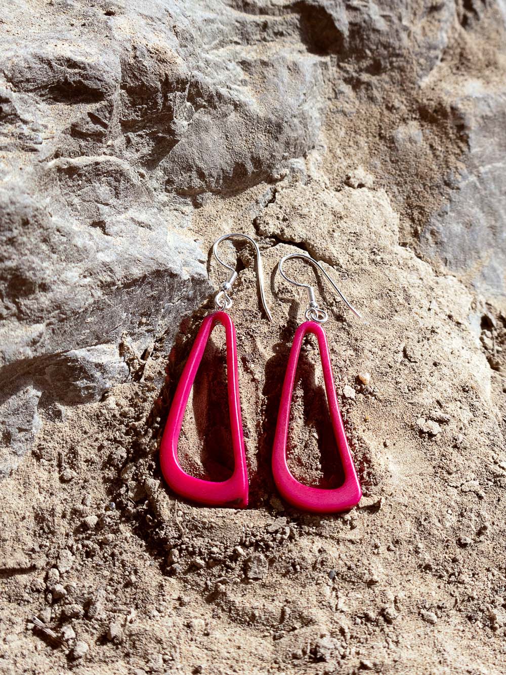Earrings Celiret deep pink - LaTagua nut silver