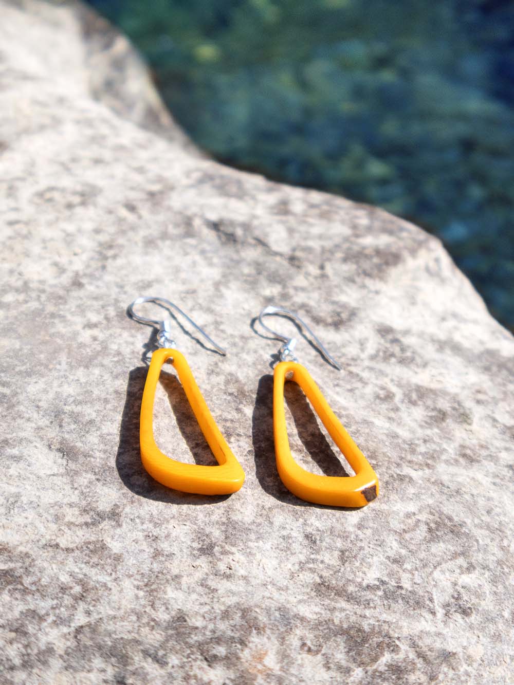 Earrings Celiret yellow/orange - LaTagua nut silver