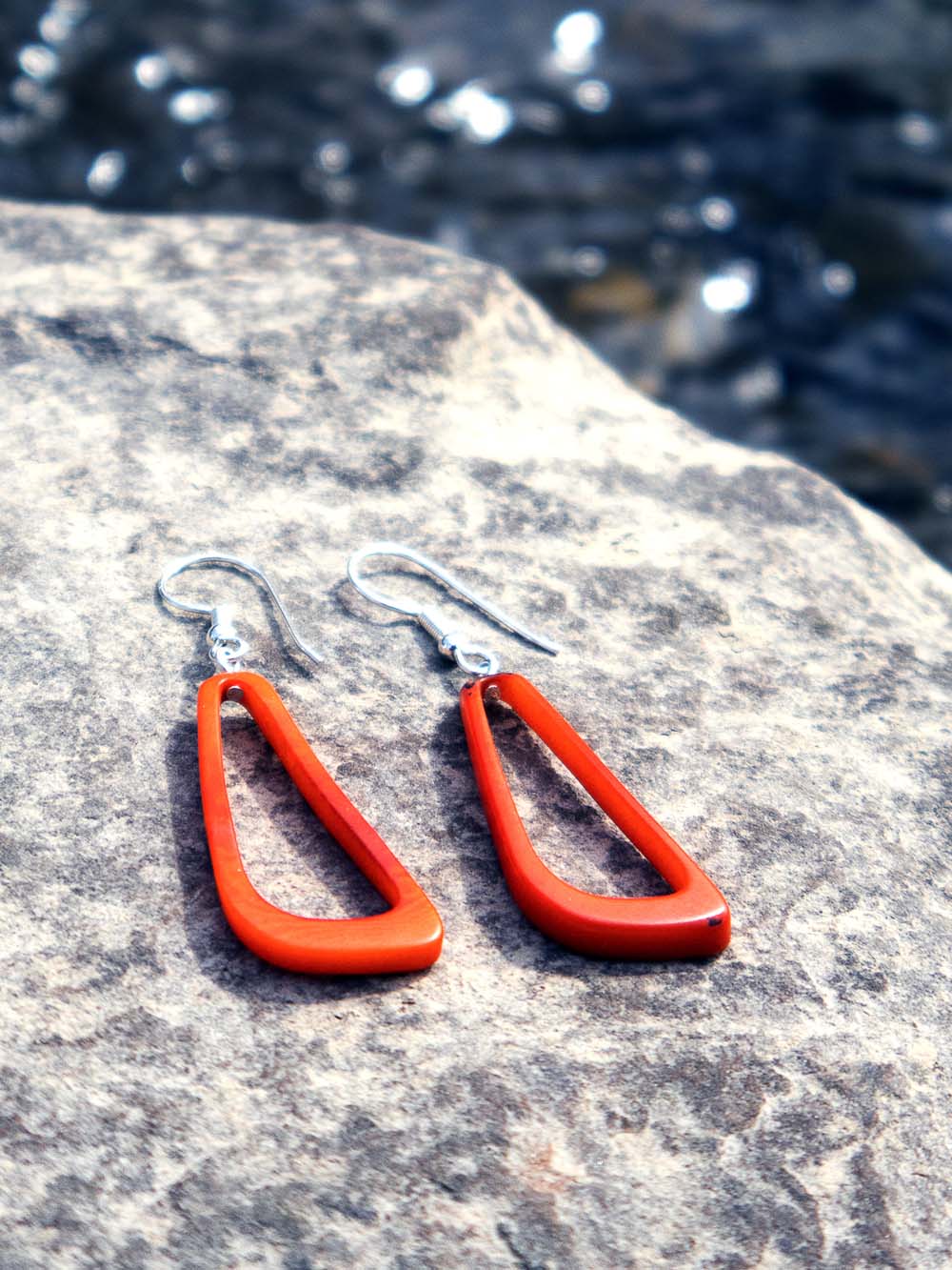 Earrings Celiret orange - LaTagua nut silver
