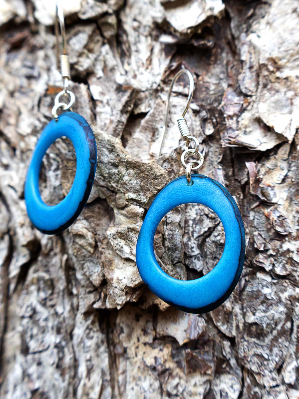 Earrings Doniret blue - LaTagua nut earrings silver