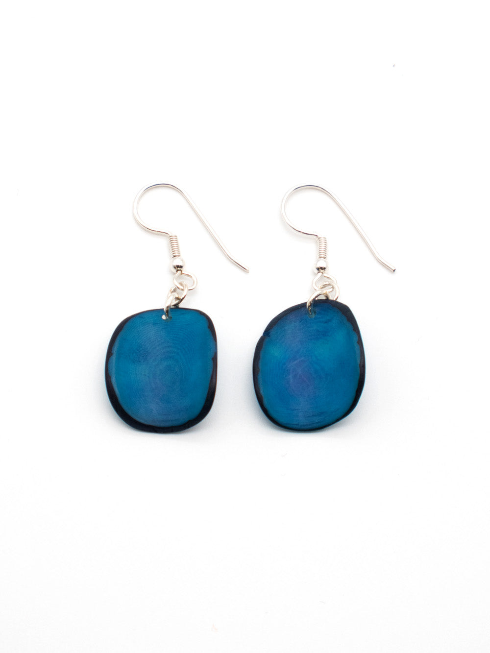 Boucles d'oreilles Lararet bleu - LaTagua noix argent