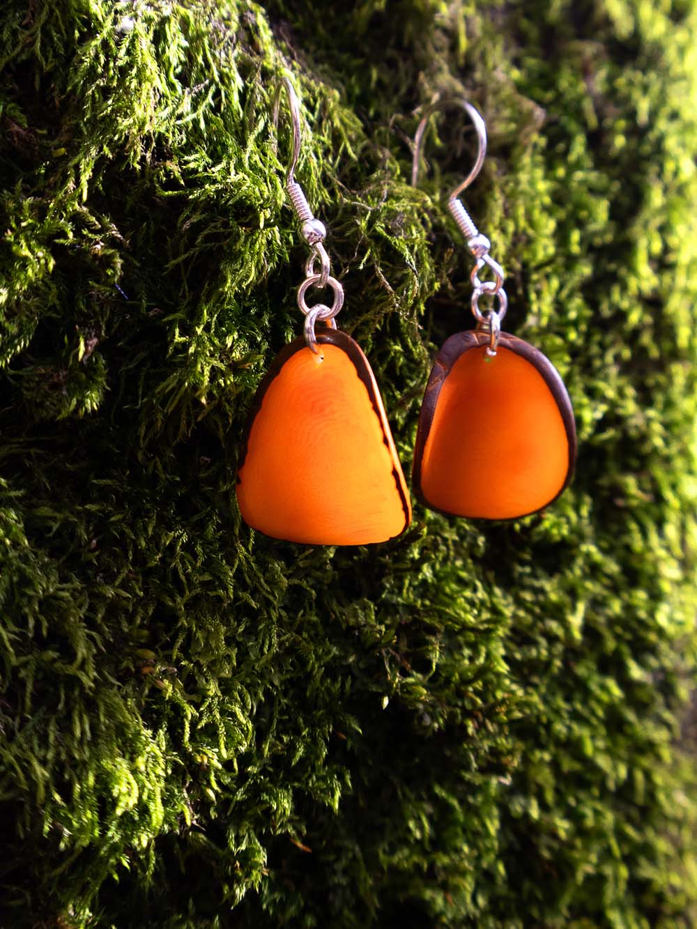 Earrings Lararet orange - LaTagua nut silver