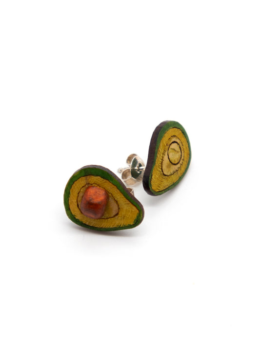 Ohrstecker Malambito Avocado - La Tagua Nuss Ohrringe silber