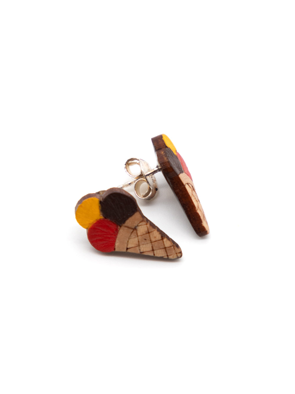 Stud earrings Malambito ice cream - LaTagua nut earrings silver