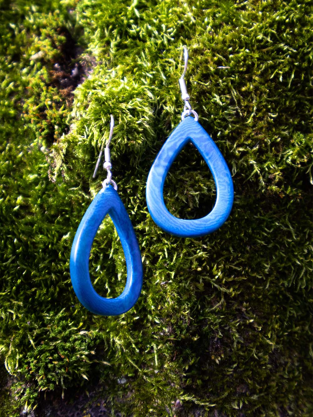 Boucles d'oreilles Samyret bleu - LaTagua noix argent
