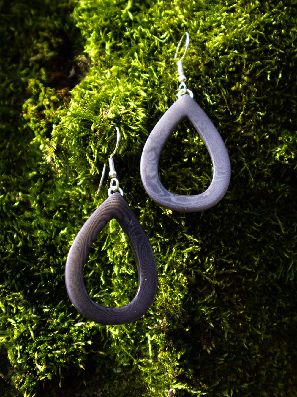 Earrings Samyret deep gray - LaTagua nut silver