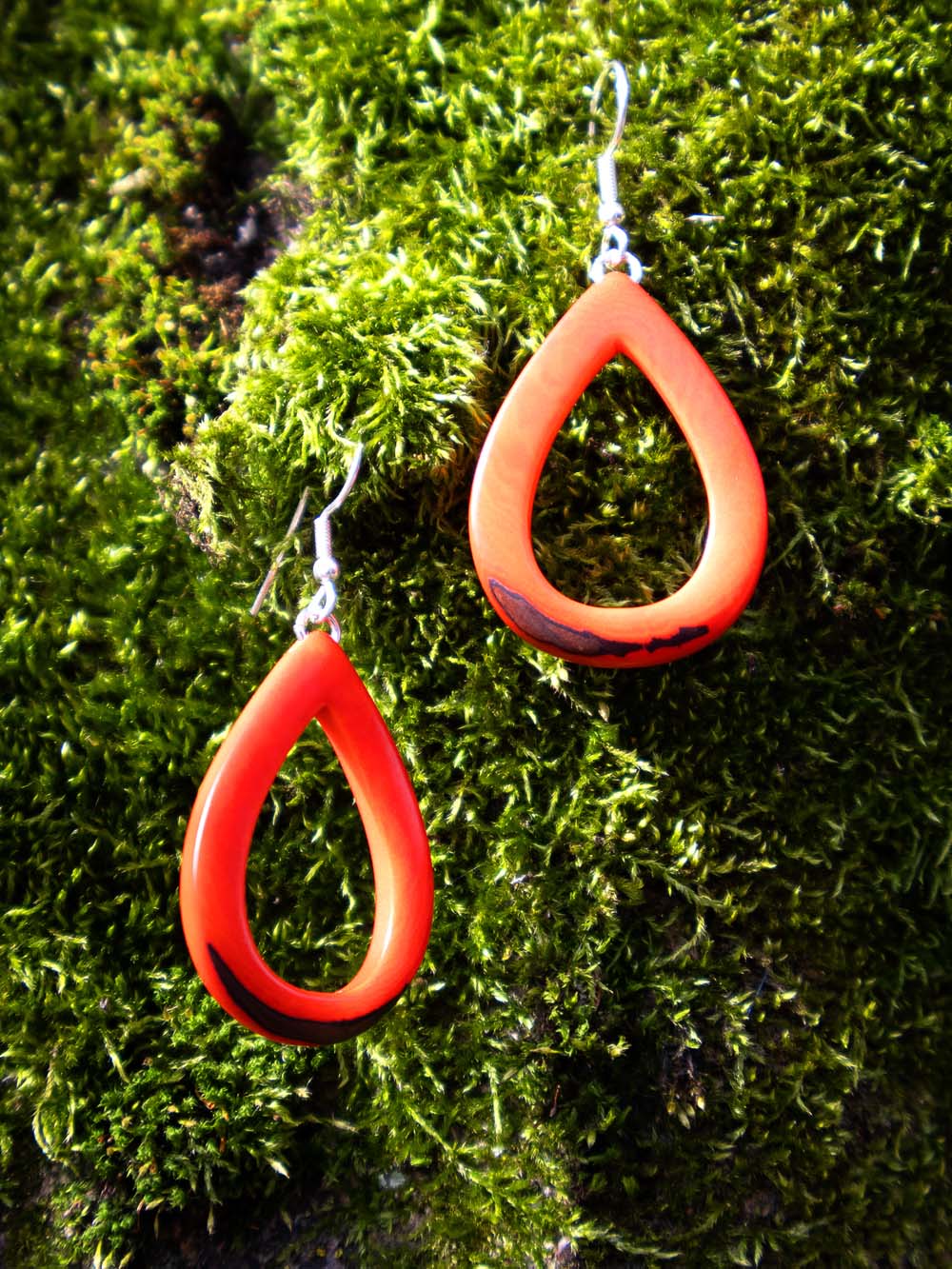 Boucles d'oreilles Samyret orange - LaTagua noix argent