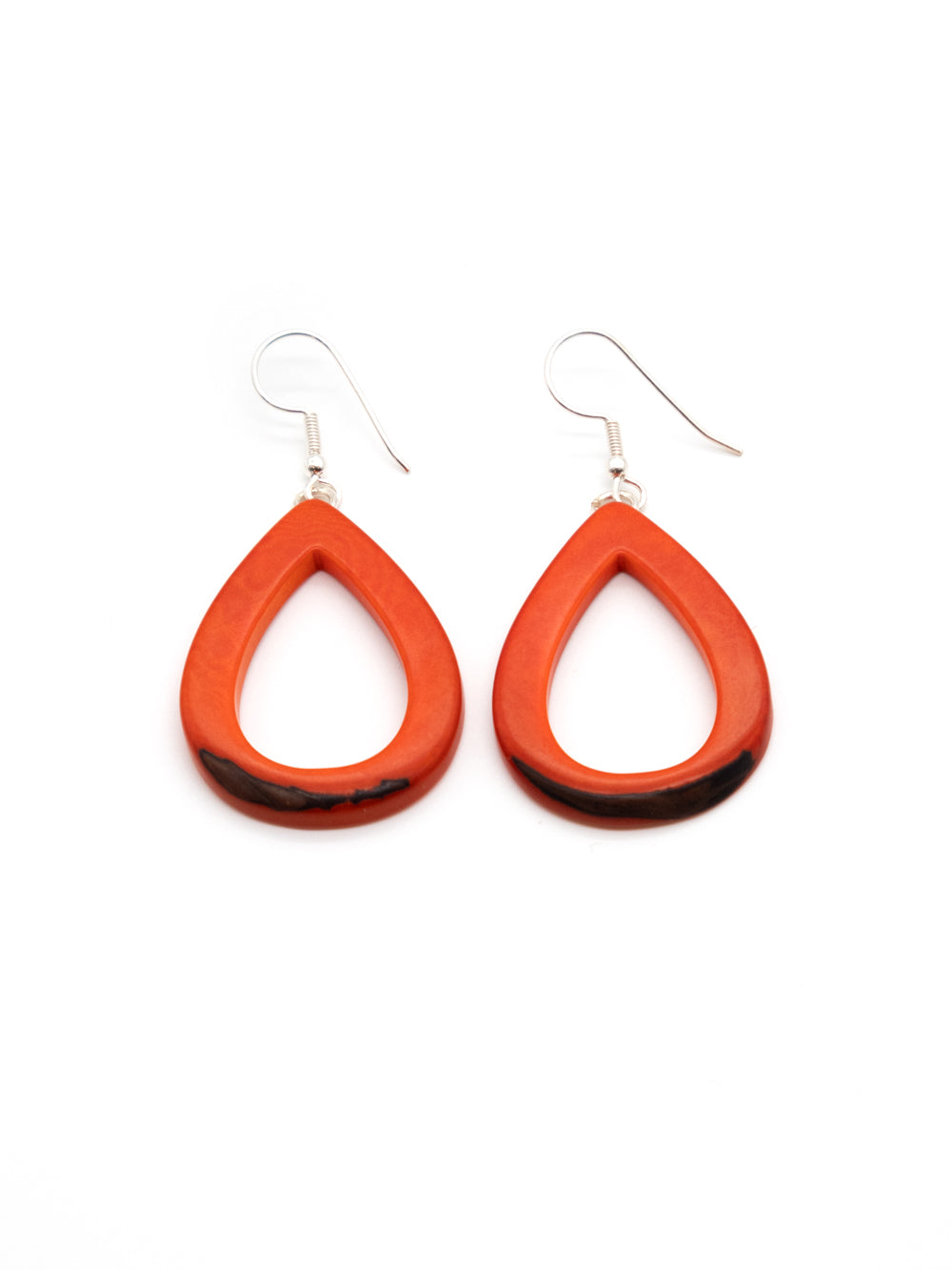 Boucles d'oreilles Samyret orange - LaTagua noix argent