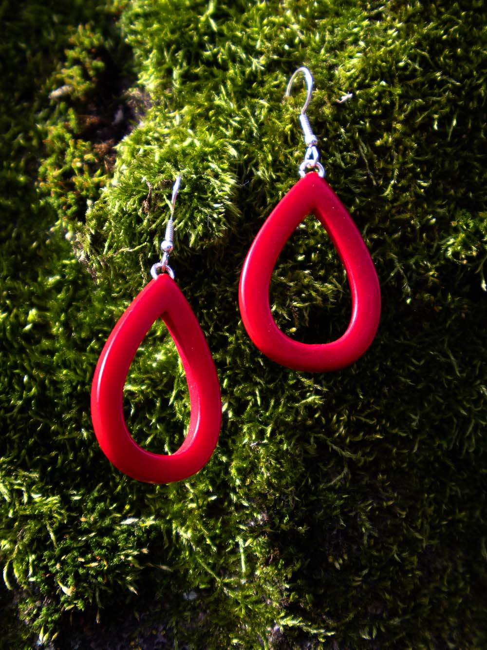 Boucles d'oreilles Samyret rouge - LaTagua noix argent