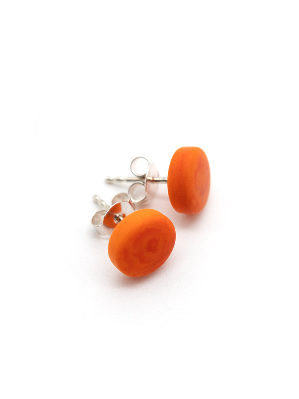 Stud earrings Topo red - LaTagua nut earrings silver
