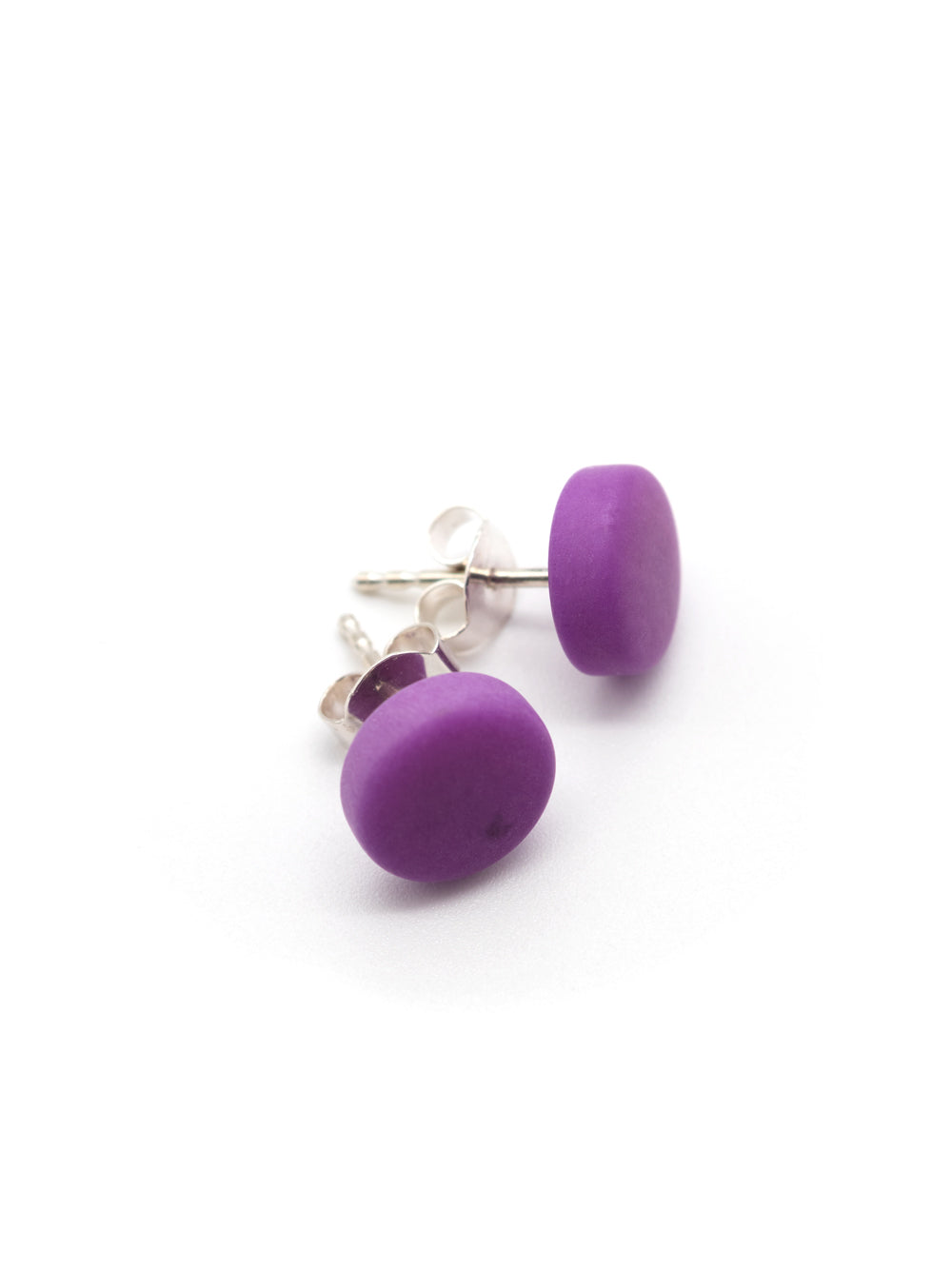 Stud earrings Topo red - LaTagua nut earrings silver