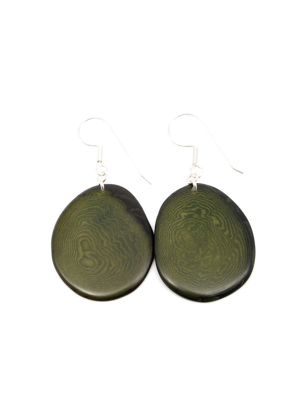 Ohrringe Carlaret olive - La Tagua Nuss silber