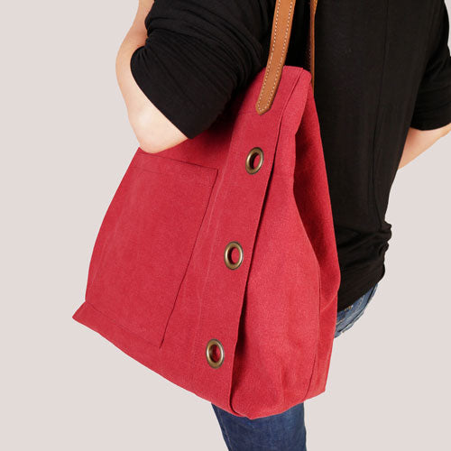 Schultertasche aus Canvas rot