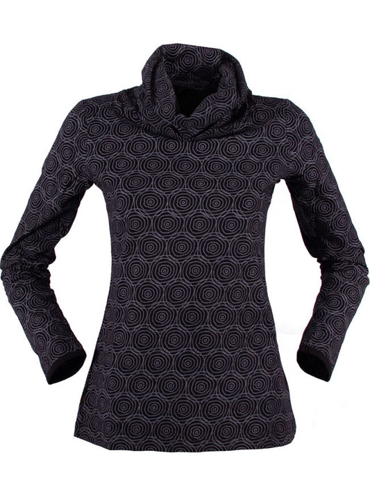 Long sleeve shirt with black shawl collar