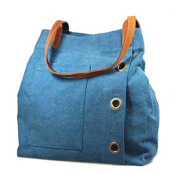 Schultertasche aus Canvas jeansblau