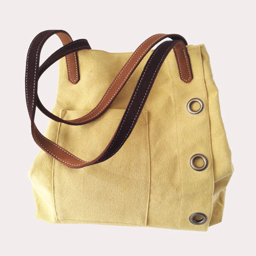 Shoulder bag made of canvas reed