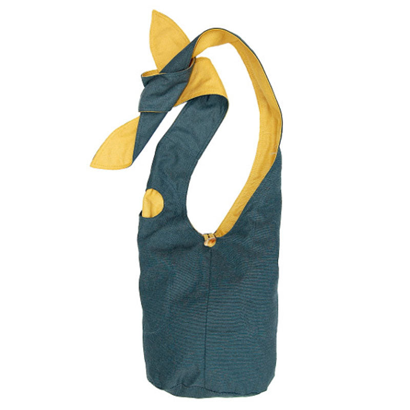 Reversible bag made of organic canvas petrol/mustard