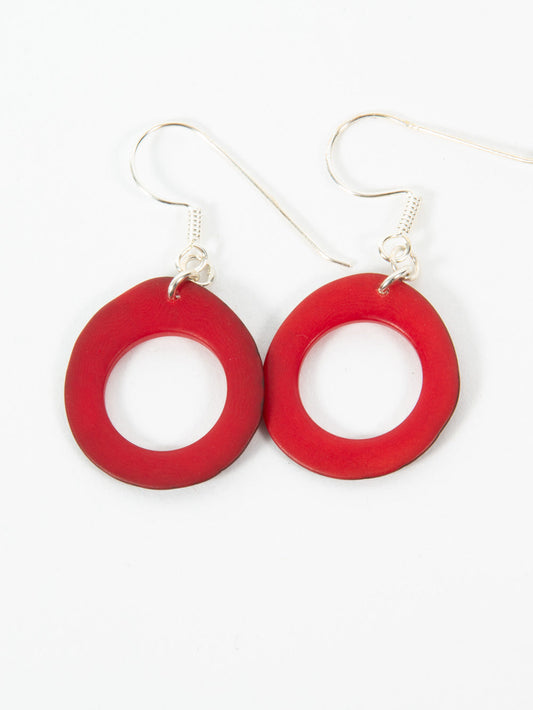 Ohrringe Doniret rot - La Tagua Nuss Ohrringe silber