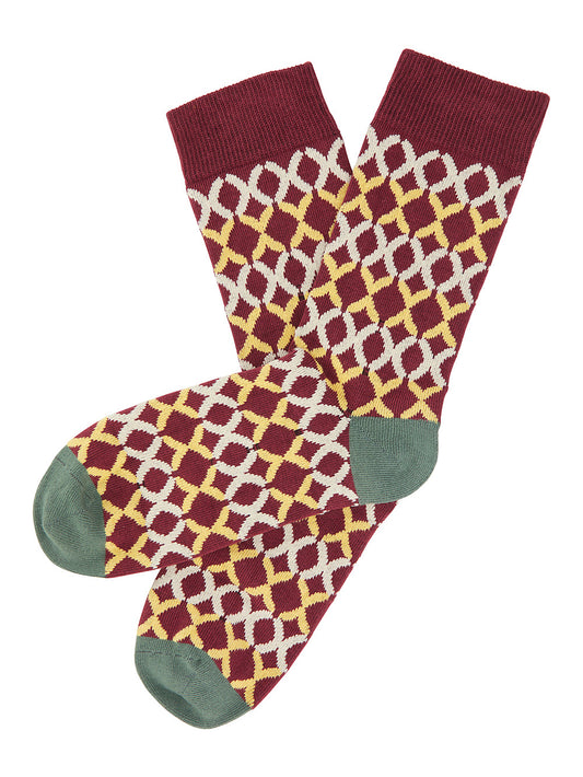 patterned socks dark red