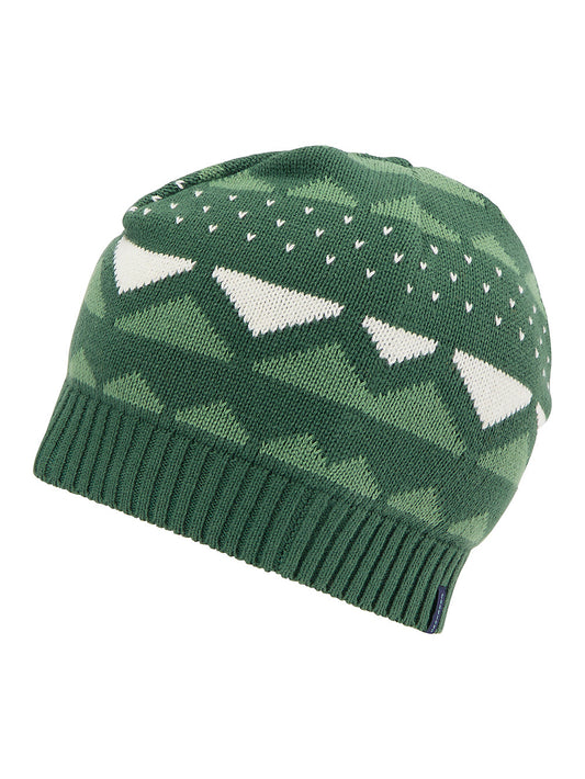bonnet tricoté à motifs vert foncé