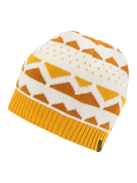 patterned knitted hat ocre