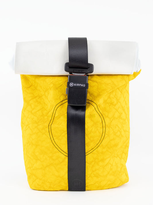 Airpaq backpack roll top - yellow/white colored 